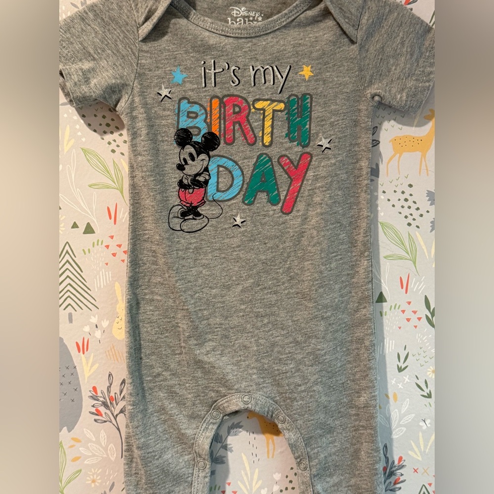 Disney Baby Mickey Mouse “It’s My Birthday” One Piece Romper Size 12 Months - Picture 8 of 9